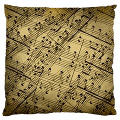 Vintage Background Music Nuts Sheet Music Large Flano Cushion Case (two Sides) by Wegoenart