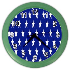 Banner-star Blue Color Wall Clock by nateshop