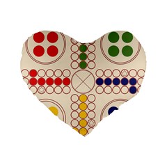 Ludo Game Standard 16  Premium Flano Heart Shape Cushions by Wegoenart