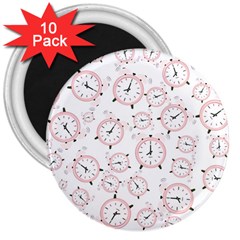 Illustration Background Pattern Texture Clock 3  Magnets (10 Pack)  by Wegoenart