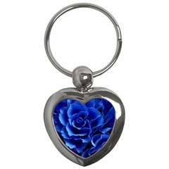 Blue Roses Flowers Plant Romance Key Chain (heart) by Wegoenart