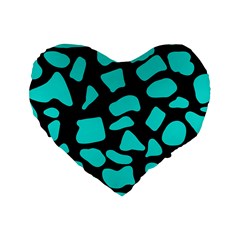 Neon Cow Dots Blue Turquoise And Black Standard 16  Premium Flano Heart Shape Cushions by ConteMonfrey