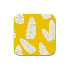 Yellow Banana Leaves Rubber Square Coaster (4 Pack) by ConteMonfrey