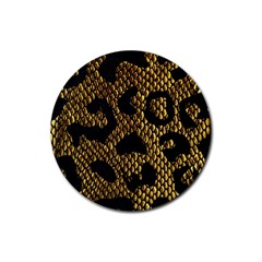 Metallic Snake Skin Pattern Rubber Round Coaster (4 Pack) by BangZart