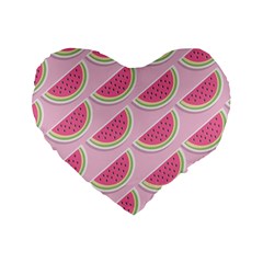 Pink Melon Wayermelon Pattern Food Fruit Melon Standard 16  Premium Flano Heart Shape Cushions by Ravend