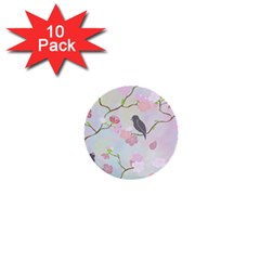 Bird Blossom Seamless Pattern 1  Mini Buttons (10 Pack) 