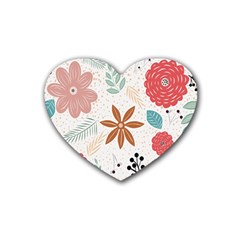 Nature Flora Background Wallpaper Rubber Heart Coaster (4 Pack) by Ravend
