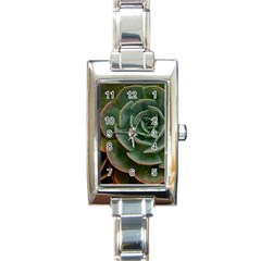 Green Orchid Plant Pattern Rectangle Italian Charm Watch by Ravend
