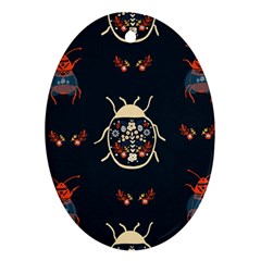 Floral-bugs-seamless-pattern Ornament (oval)