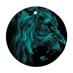 Angry Male Lion Predator Carnivore Ornament (round)