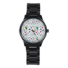 New Year Christmas Winter Watercolor Stainless Steel Round Watch by artworkshop
