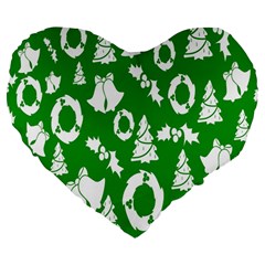 Green Card Christmas December4 Large 19  Premium Flano Heart Shape Cushions by artworkshop