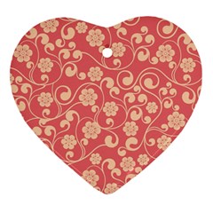 Pink Floral Wall Heart Ornament (two Sides) by ConteMonfrey