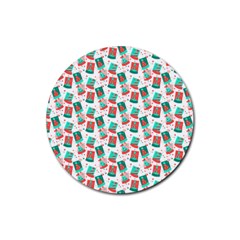 Birthday Pattern Party Celebration Rubber Coaster (round) by danenraven