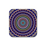 Kaleidoscope Geometric Circles Rubber Coaster (Square)