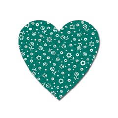 Flowers Floral Background Green Heart Magnet by danenraven