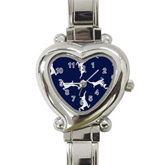 Silver Reindeer Blue Heart Italian Charm Watch by TetiBright