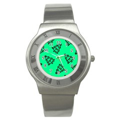Tree With Ornaments Green Stainless Steel Watch by TetiBright