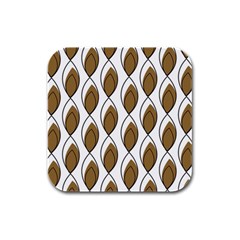 Brown Minimalist Leaves  Rubber Square Coaster (4 Pack) by ConteMonfreyShop