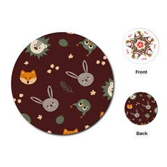 Rabbits, Owls And Cute Little Porcupines  Playing Cards Single Design (round) by ConteMonfreyShop