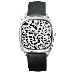 Black And White Dots Jaguar Square Metal Watch by ConteMonfreyShop