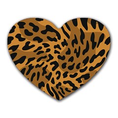 Leopard Print Jaguar Dots Brown Heart Mousepad by ConteMonfreyShop