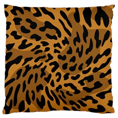Leopard Print Jaguar Dots Brown Large Cushion Case (two Sides) by ConteMonfreyShop