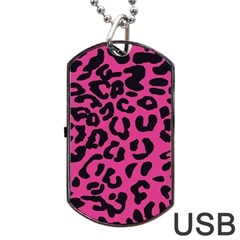Leopard Print Jaguar Dots Pink Dog Tag Usb Flash (two Sides) by ConteMonfreyShop