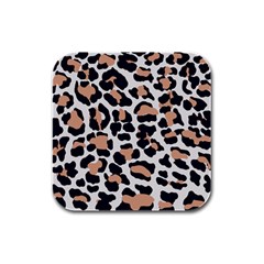 Leopard Print  Rubber Square Coaster (4 Pack) by ConteMonfreyShop