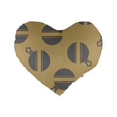 Gray Stripe Ornaments Brown Standard 16  Premium Heart Shape Cushions by TetiBright