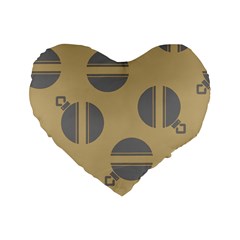 Gray Stripe Ornaments Brown Standard 16  Premium Flano Heart Shape Cushions by TetiBright