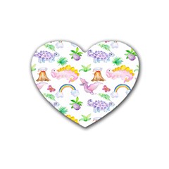 Dinosaurs Are Our Friends  Rubber Heart Coaster (4 Pack) by ConteMonfreyShop