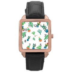 Among Succulents And Cactus  Rose Gold Leather Watch  by ConteMonfreyShop