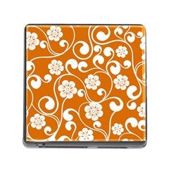 Orange Floral Walls  Memory Card Reader (square 5 Slot) by ConteMonfreyShop