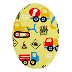 Seamless Pattern Vector Industrial Vehicle Cartoon Ornament (oval)