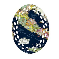 Map Italy Blue Ornament (oval Filigree) by ConteMonfrey