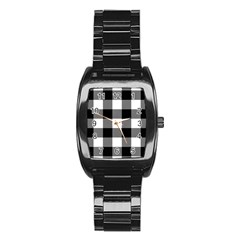 Black And White Plaided  Stainless Steel Barrel Watch by ConteMonfrey