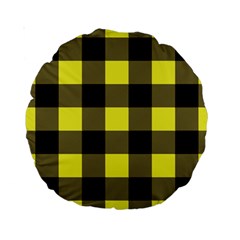 Black And Yellow Big Plaids Standard 15  Premium Round Cushions