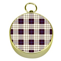 Gray, Purple And Blue Plaids Gold Compasses