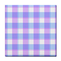Cotton Candy Plaids - Blue, Pink, White Tile Coaster