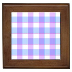 Cotton Candy Plaids - Blue, Pink, White Framed Tile by ConteMonfrey