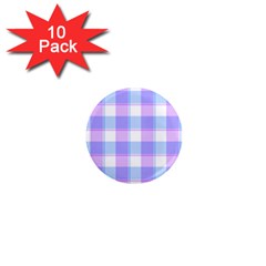 Cotton Candy Plaids - Blue, Pink, White 1  Mini Magnet (10 Pack) 