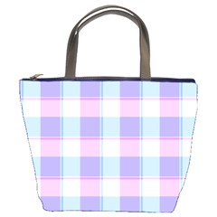 Cotton Candy Plaids - Blue, Pink, White Bucket Bag