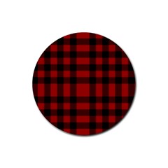 Red And Black Plaids Rubber Round Coaster (4 Pack) by ConteMonfrey