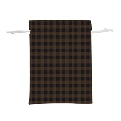Brown And Black Small Plaids Lightweight Drawstring Pouch (m) by ConteMonfrey