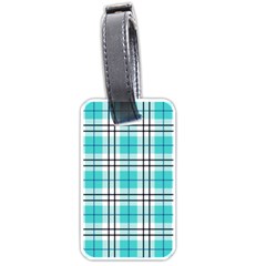 Black, White And Blue Turquoise Plaids Luggage Tag (one Side) by ConteMonfrey