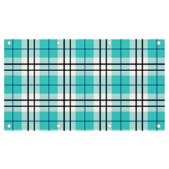 Black, White And Blue Turquoise Plaids Banner And Sign 7  X 4  by ConteMonfrey