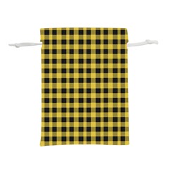 Black And Yellow Small Plaids Lightweight Drawstring Pouch (m) by ConteMonfrey