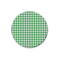 Straight Green White Small Plaids Rubber Round Coaster (4 Pack) by ConteMonfrey