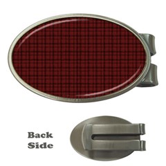 Dark Red Small Plaids Lines Money Clips (oval)  by ConteMonfrey